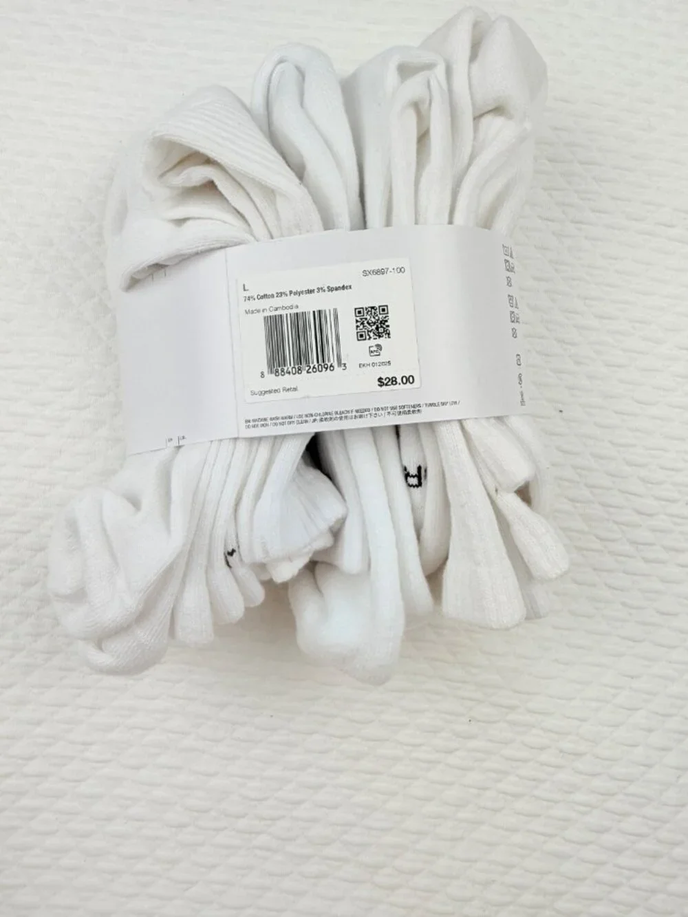 Nike Everyday Plus Dri-FIT Adult Mens L (8-12) Cushioned 5 Pair Crew Socks White